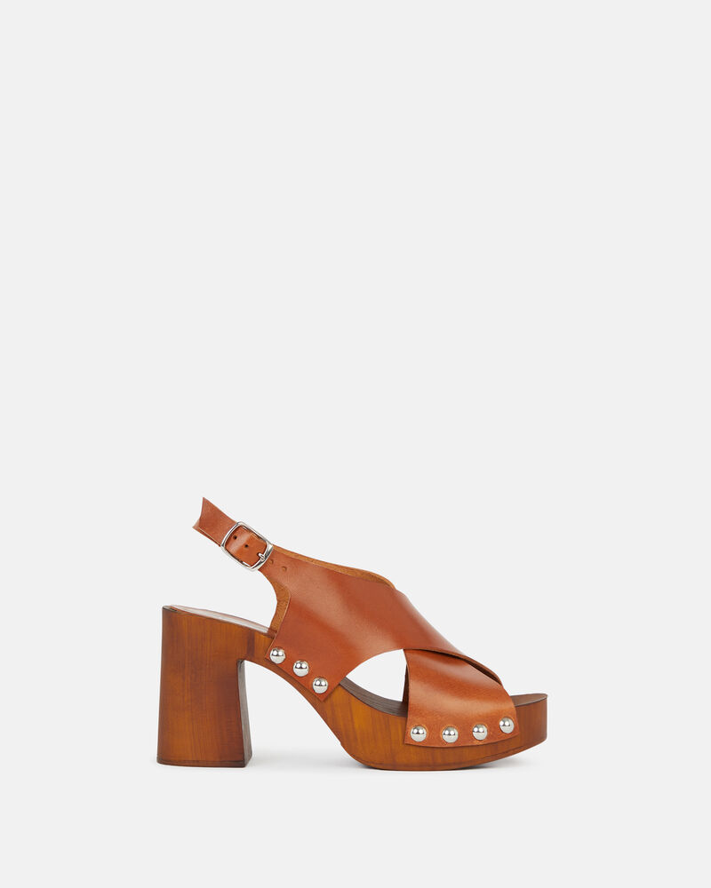 CLOG LHUA LEATHER BROWN - Clogs COW LEATHER - Minelli
