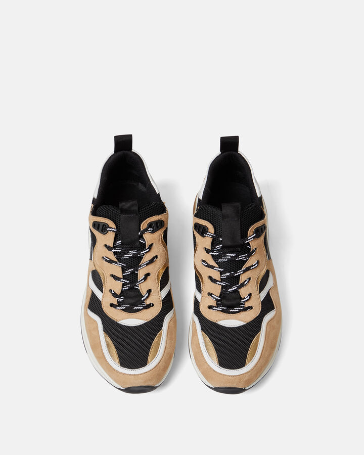 TRAINER CYSKA GOAT LEATHER AND FABRIC GOLD BLACK