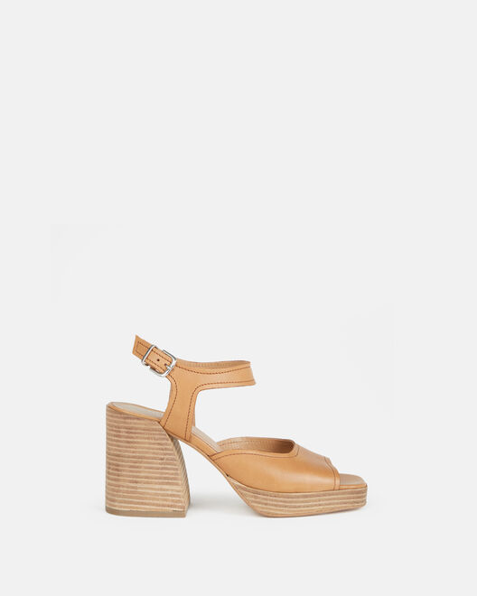 HEELED SANDALS LANNA, LEATHER BROWN