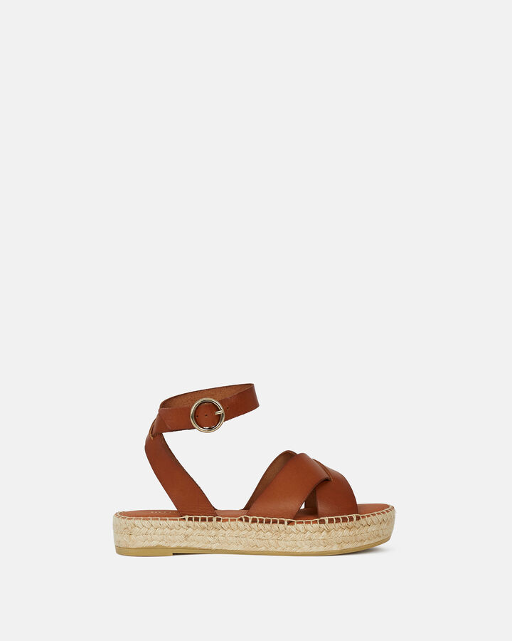 WEDGE ROZENETTE COW LEATHER LEATHER BROWN