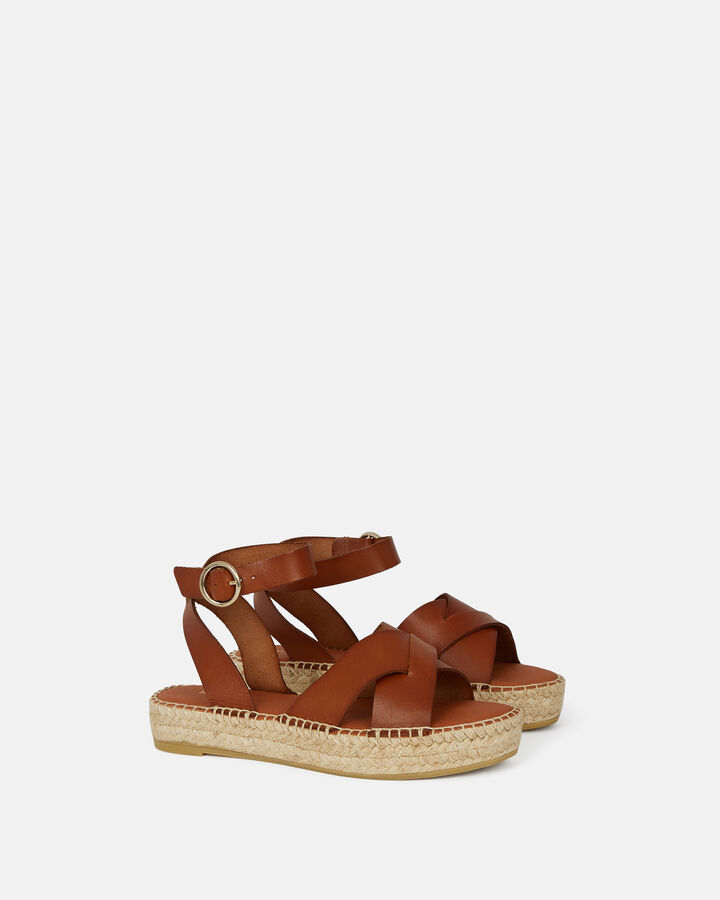 WEDGE ROZENETTE COW LEATHER LEATHER BROWN