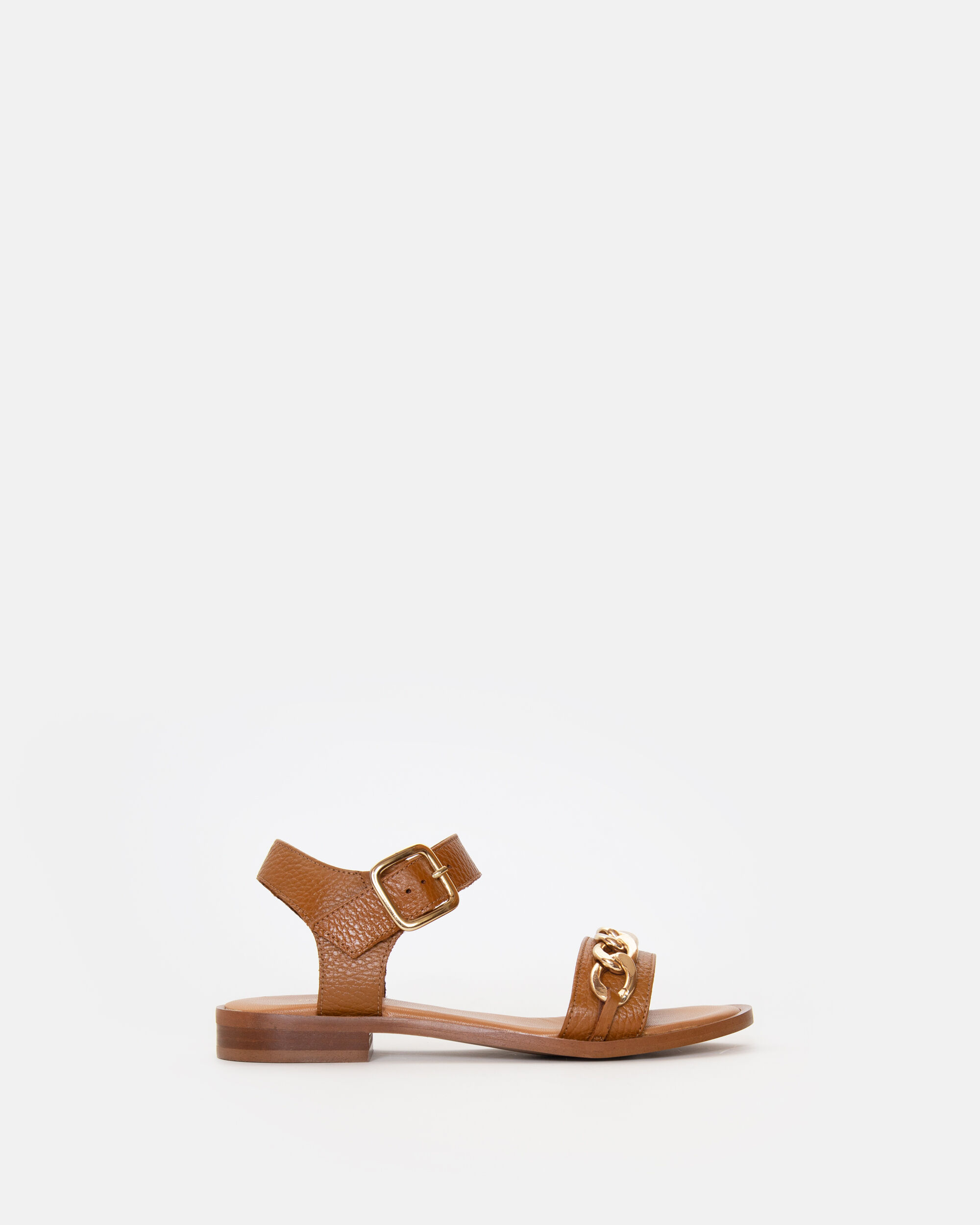 Women's flat sandal with buckle in cognac | Abbacino