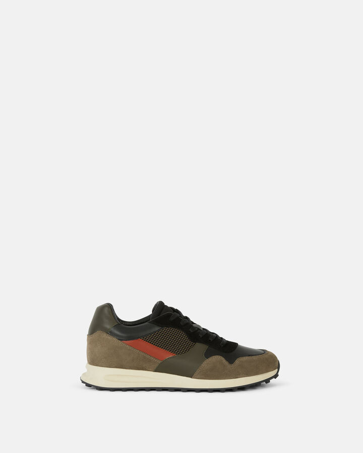 TRAINER ZIYED LEATHER AND CANVAS MIX ARMY GREEN BLACK